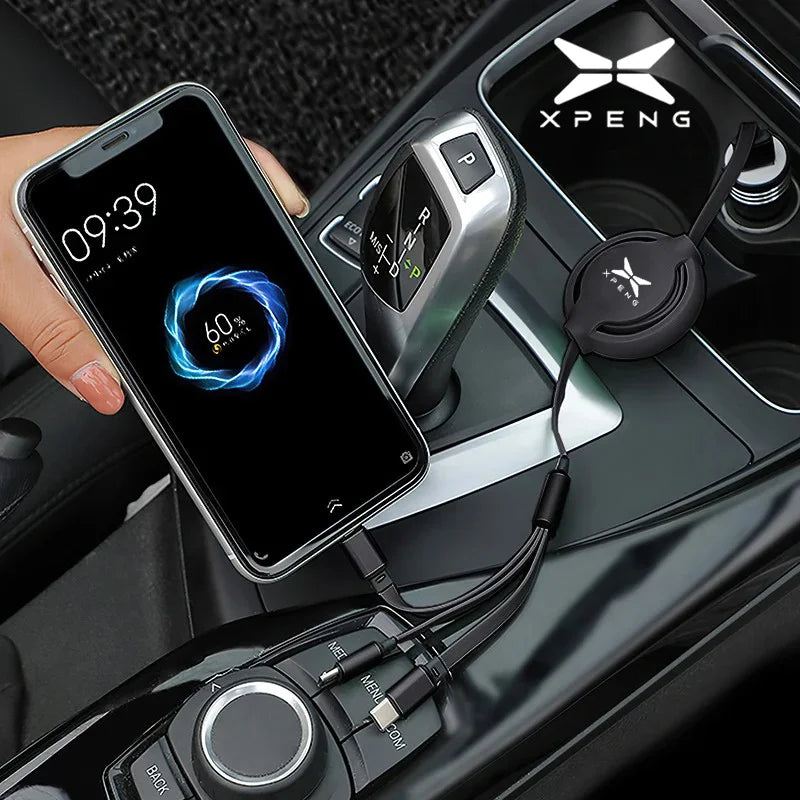 Car 100w Fast Charging Data Cable Scalable 3 In 1 Phone Charger USB Type C for Xpeng