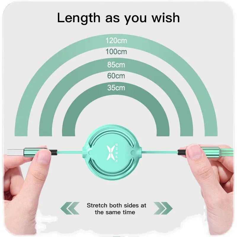 Car 100w Fast Charging Data Cable Scalable 3 In 1 Phone Charger USB Type C for Xpeng